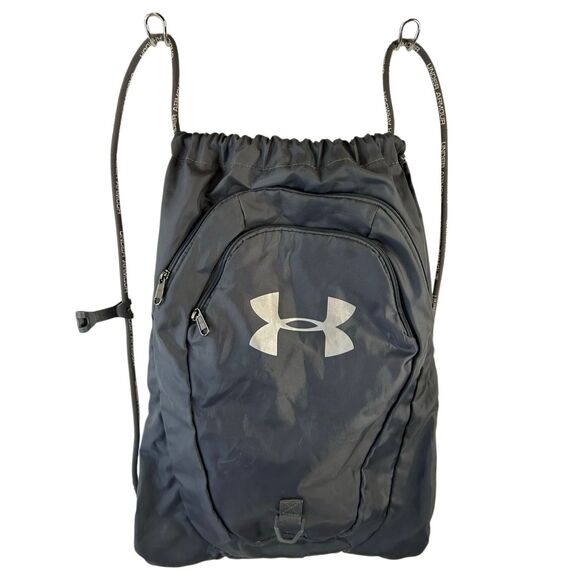 UA Under Armor 2 zipper back pack cinch sak bag gray - Picture 1 of 6